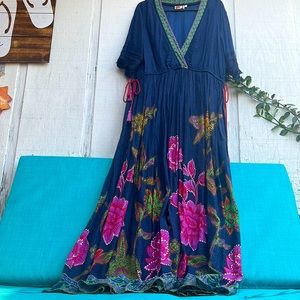 Anthropologie Boho Long Dress - Flexible tie waist